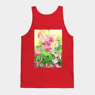 Pink Fuchsia Flowers Original watercolour painting Tank Top